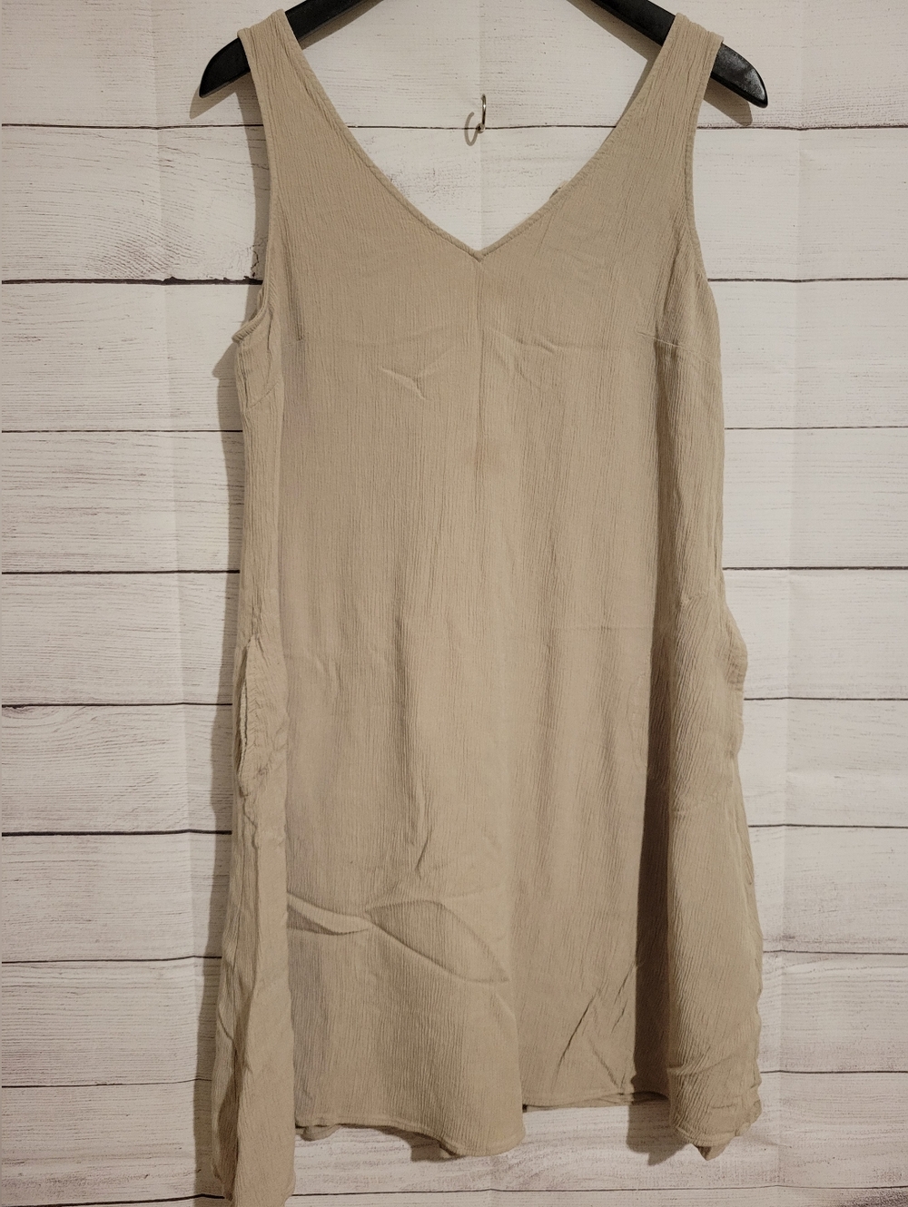 Soft Surroundings Womens  Tank Dress Size Medium Pockets  Khaki Lined